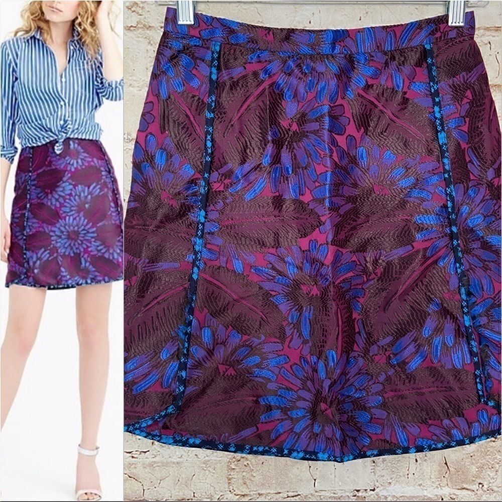 J. Crew midnight floral jacquard skirt